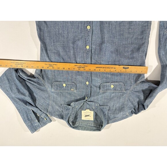 Obey Mens Blue Denim Cotton Long Sleeve Collared Button Shirt Pockets Sz XL - Picture 7 of 12